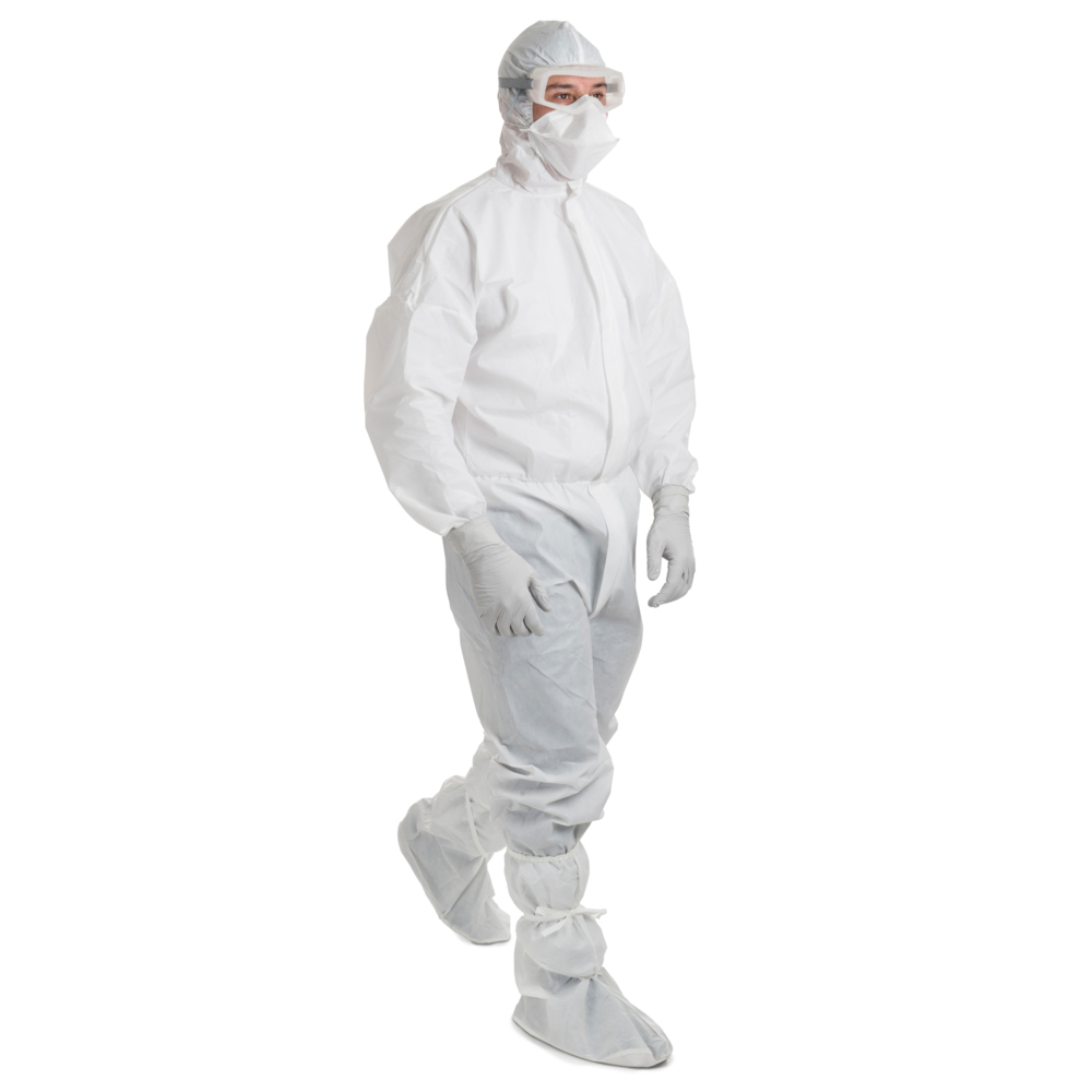 Kimtech™ A6 Breathable Liquid Protection Coveralls (47685), Covered Zipper, Elastic Cuffs, Thumb Loops, Hood, White, 2XL, 25 / Case - 47685