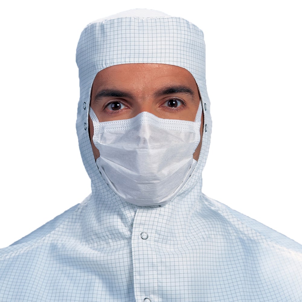 Masques faciaux stériles Kimtech M3 (62494), style poche, attaches souples, emballage double, blancs, taille unique, 200 masques/caisse, 20/sac, 10 sacs - 62494