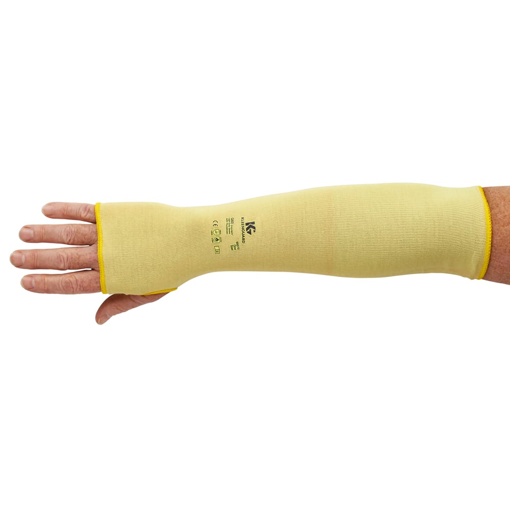 KleenGuard™ G60 Level 2 Cut Resistant Sleeve (90070), Yellow, With Thumbhole, One Size, Ambidextrous, 18” Long, 60 Sleeves / Case - 90070