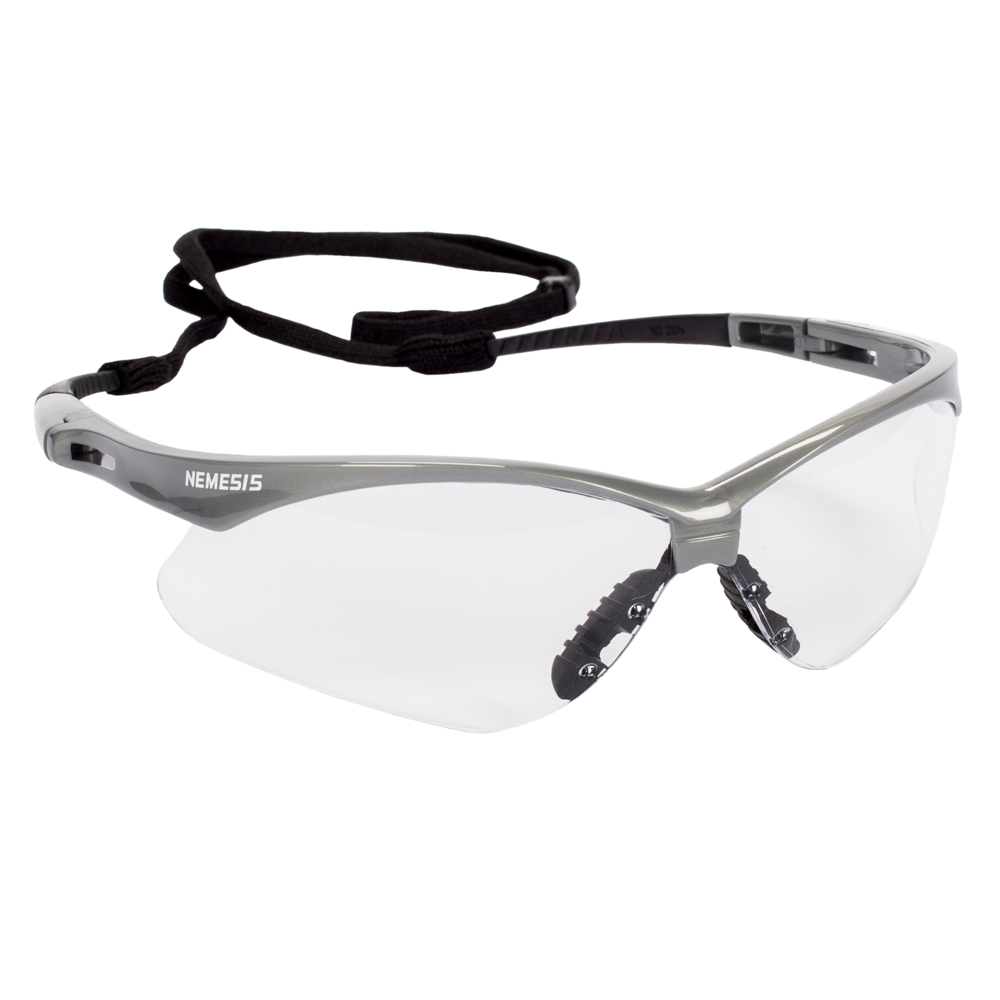 KleenGuard™ Nemesis™ Safety Glasses (47388), with Anti-Fog Coating, Clear Lenses, Silver Frame, Unisex for Men and Women (Qty 12) - 47388