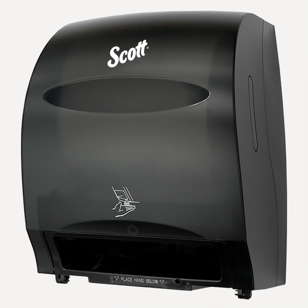 Distributrice électronique d’essuie-mains en rouleaux durs compatibles avec les produits Scott Essential (48860), changement rapide, fumée (noire) - 48860