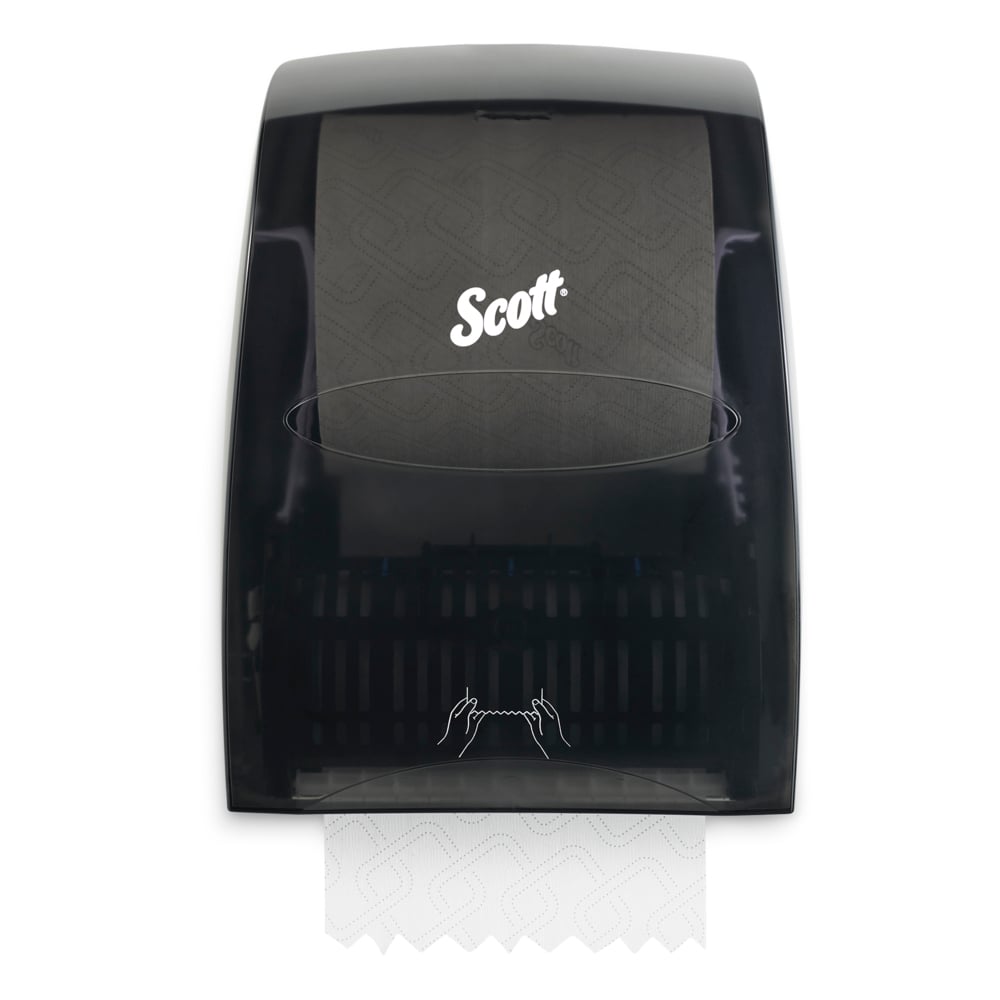 Distributrice manuelle d’essuie-mains en rouleau Scott® Essential™ (46253), noire, pour les essuie-mains en rouleau Scott® avec mandrin violet, 32,08 cm x 40,97 cm x 25,91 cm (12,63 po x 16,13 po x 10,2 po) (qté 1) - 46253