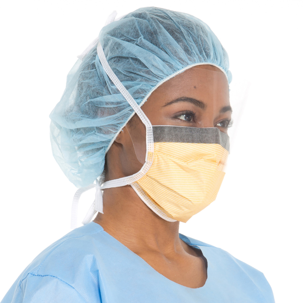 Kimberly-Clark™ Wraparound Face Mask (48247), Surgical Mask with Splashguard, Surgical Ties, Orange, Fog-Free, 25 / Box, 4 Boxes / Case, 100 / Case - 48247