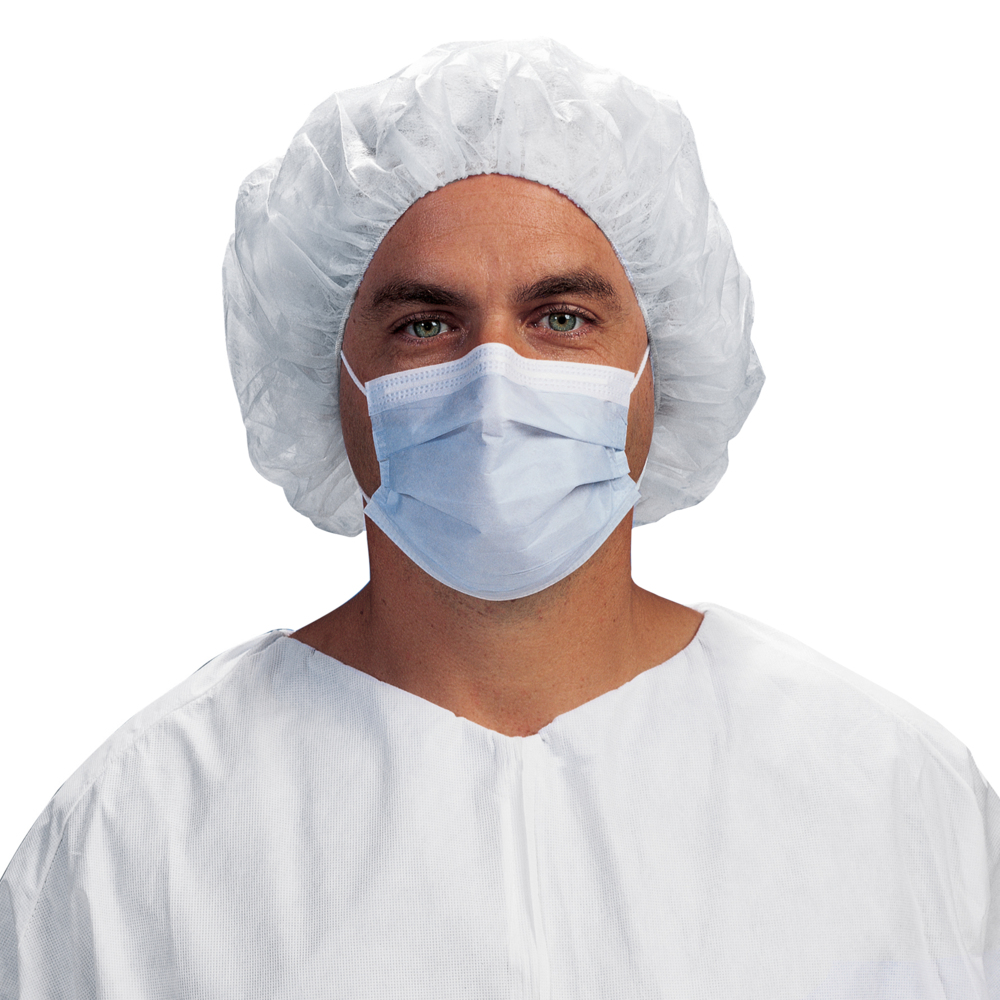 Kimtech™ M5 Pleat-Style Face Masks (62692), Ear Loops, Double Bag, Blue, One Size, 500 Masks / Case, 50 / Bag, 10 Bags - 62692