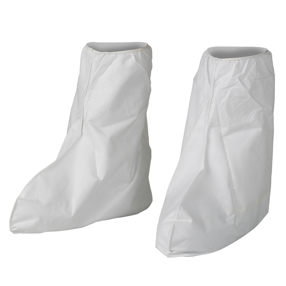 KleenGuard™ A40 Liquid & Particle Protection Boot Covers (44495), 18” Tall, PVC Sole, White, XL / 2XL, 400 / Case - 44495