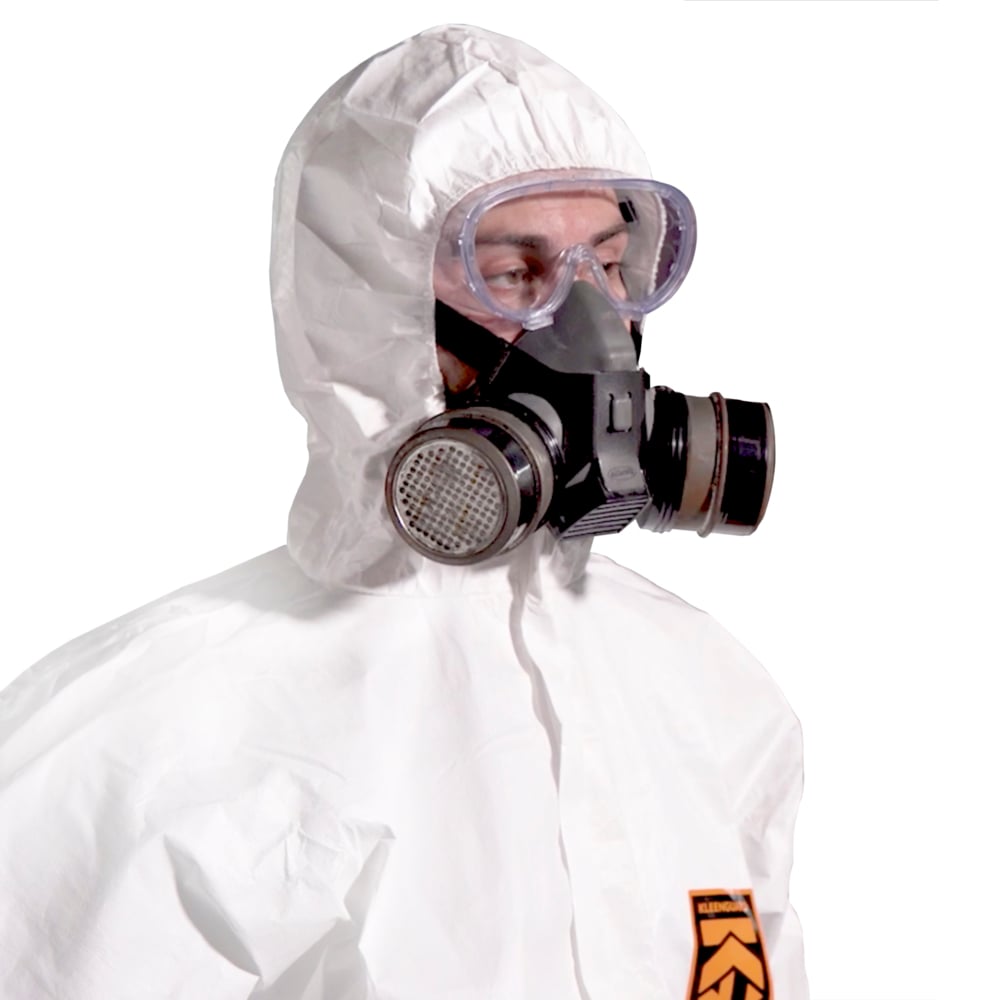 KLEENGUARD A50 Breathable Splash & Particle Protection Coveralls - Hooded / White / M - 51925