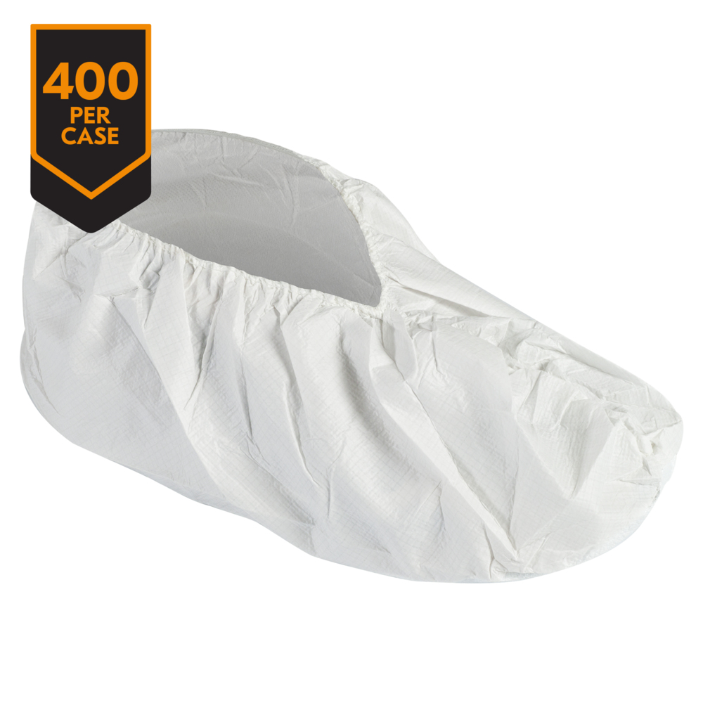 KleenGuard™ A40 Shoe Cover (44492), Large Disposable Shoe Covers, White, 400 Units / Case - 44492