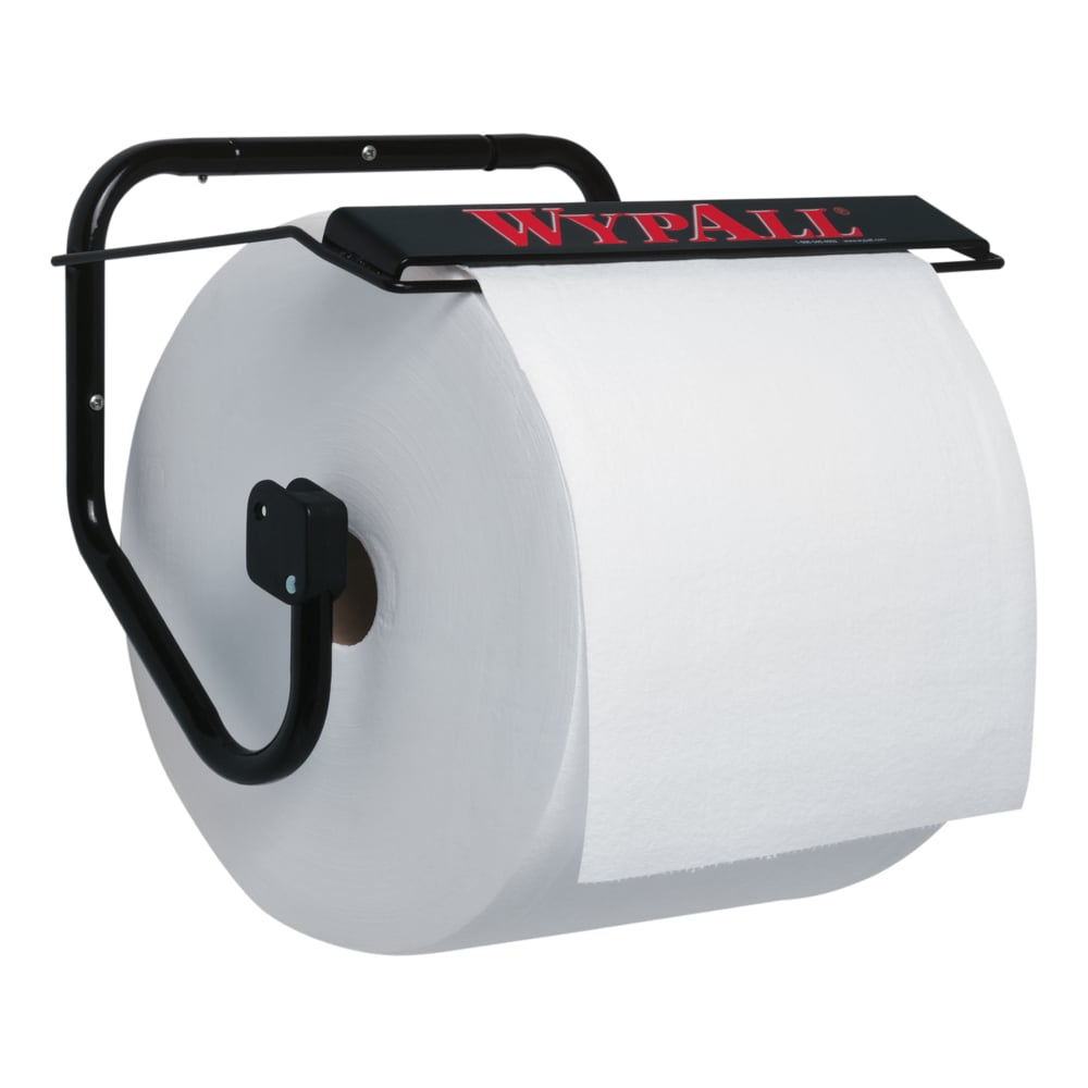 Distributrice murale pour essuie-tout WypAll® et Kimtech™ (80579), noire, rouleau géant, 42,67 cm x 27,43 cm x 22,35 cm (16,8 po x 10,8 po x 8,8 po) (qté 1);Distributrice murale pour lingettes Wypall et Kimtech (80579), rouleau géant, noire - 80579