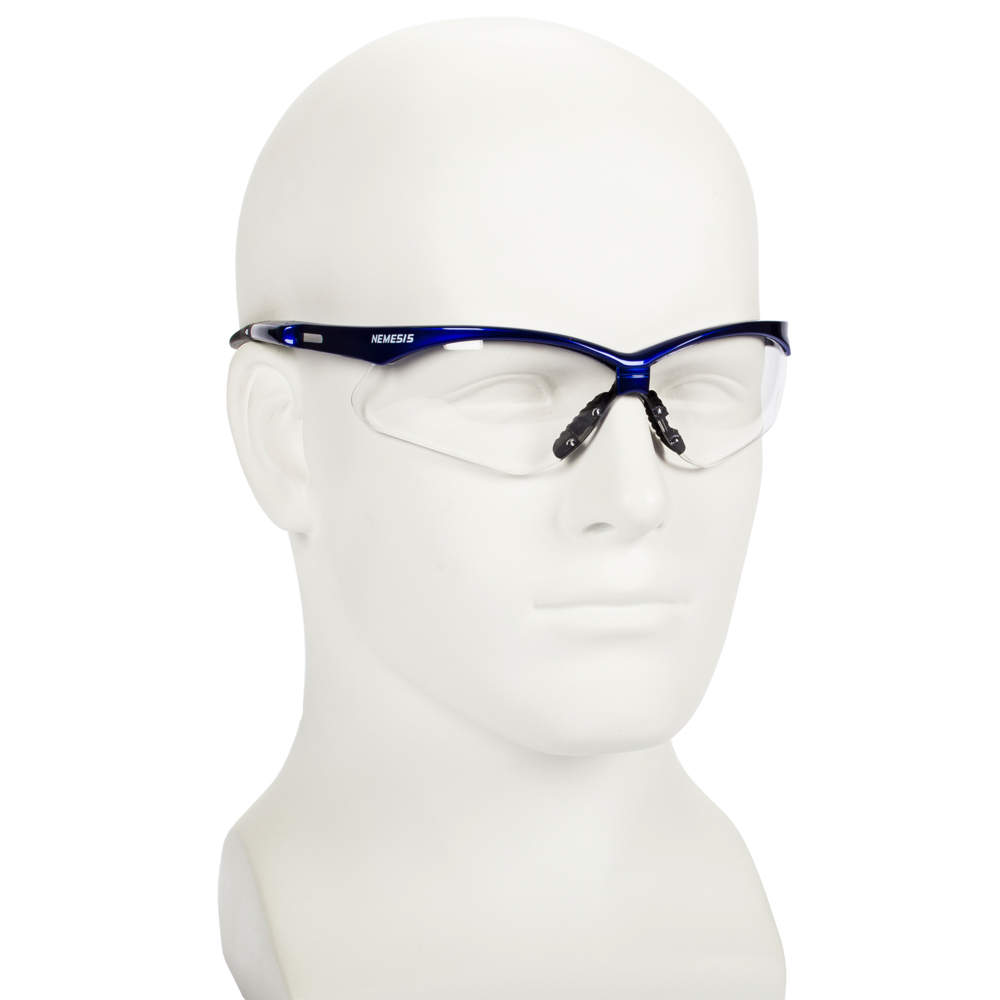 KleenGuard™ Nemesis™ Safety Glasses (47384), with KleenVision™ Anti-Fog Coating, Clear Lenses, Metallic Blue Frame, Unisex for Men and Women (Qty 12) - 47384
