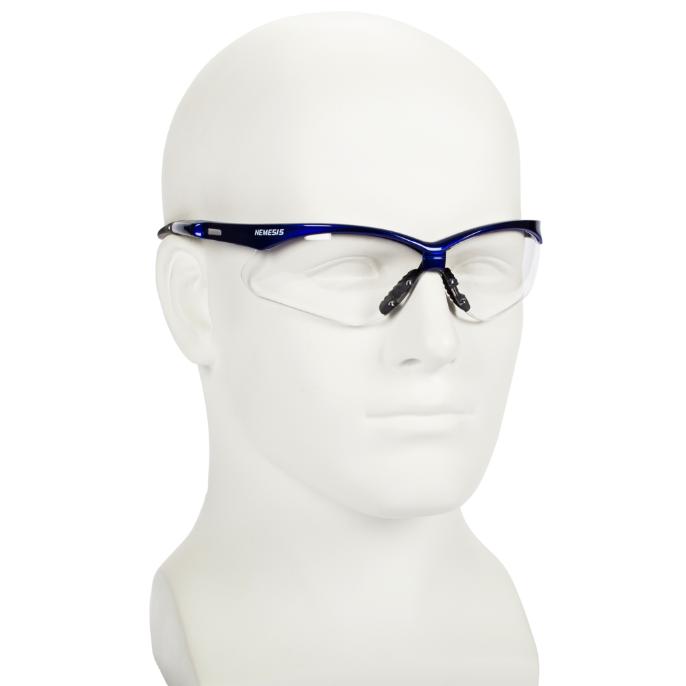 KleenGuard™ V30 Nemesis™ Safety Glasses (47384), Clear Lenses with KleenVision™ Anti-Fog coating, Metallic Blue Frame, Unisex Eyewear for Men and Women (12 Pairs/Case) - 47384