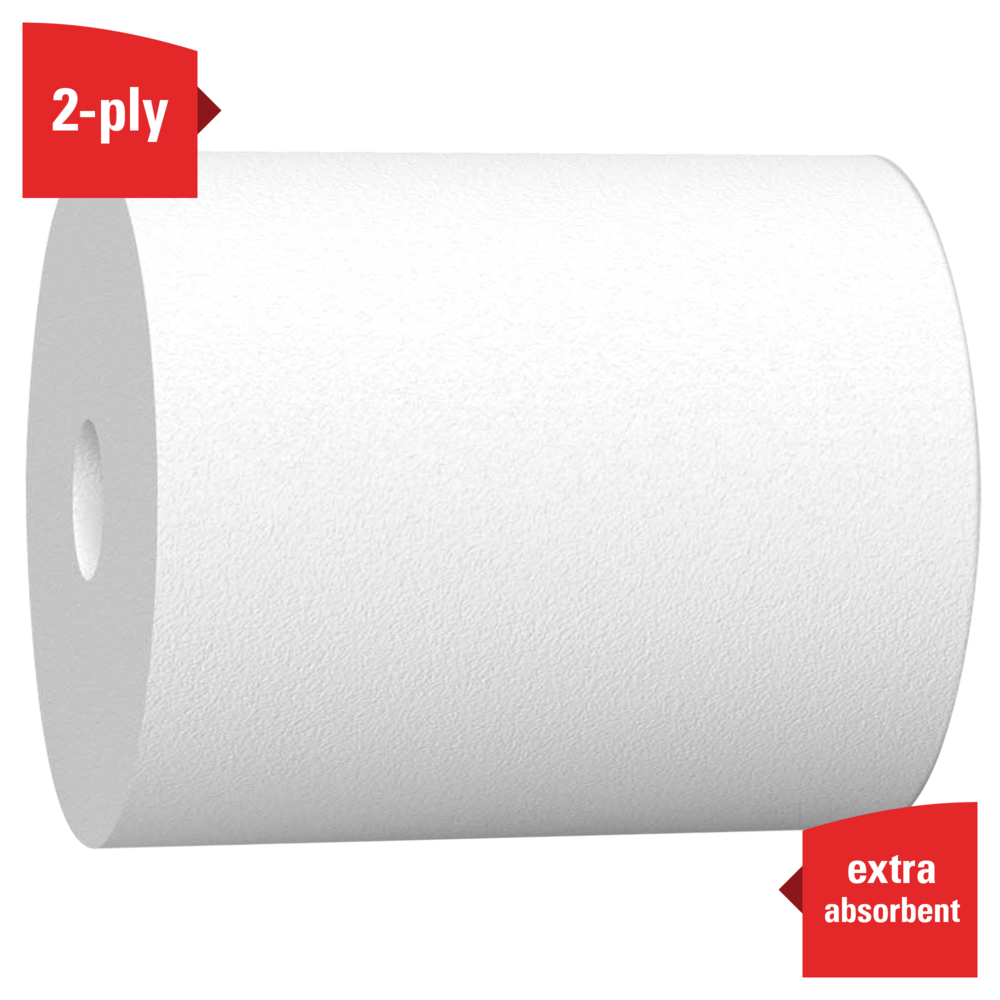 WypAll® General Clean L20 Medium Cleaning Cloths (47758), Center-Pull Rolls, White, 2-Ply, 3 Rolls, 550 Wipes/Roll  - 47758