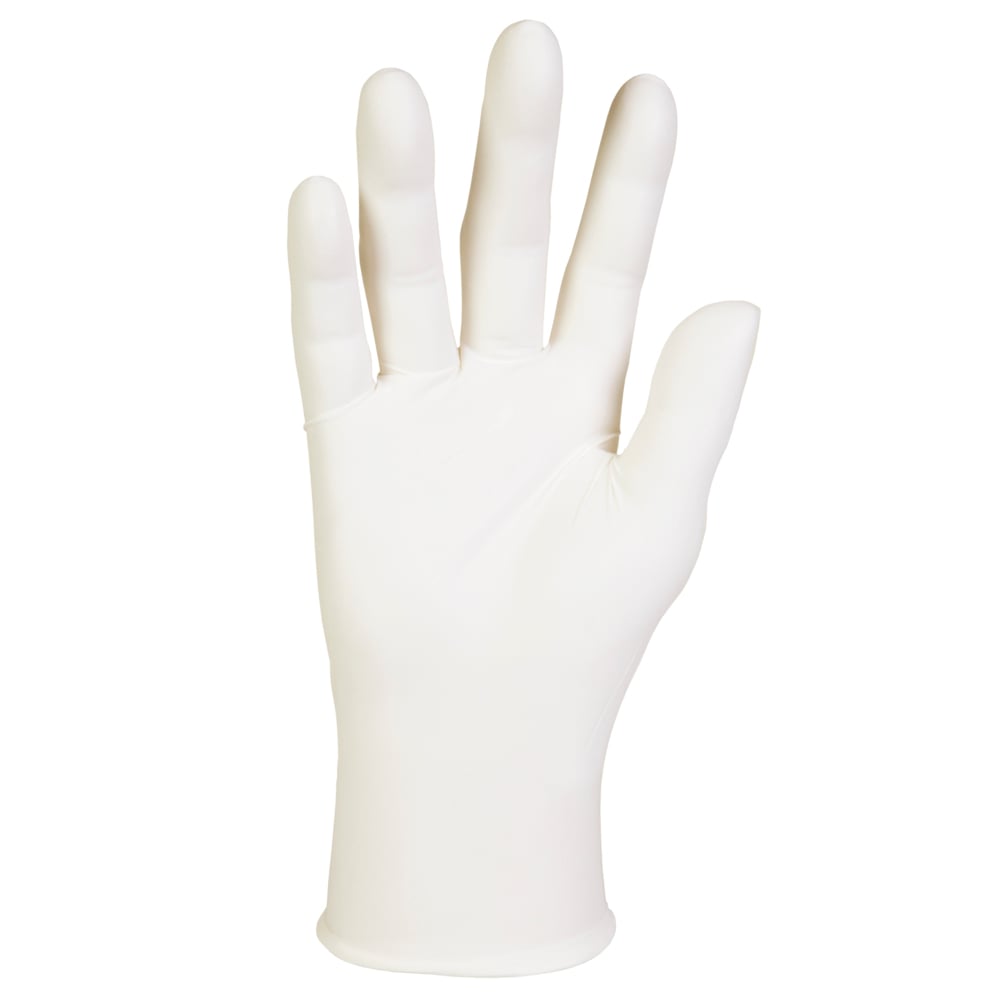 Gants en nitrile blanc Kimtech G5 (56864), pour les salles blanches de classe 5 ISO ou supérieures, fini bisque, ambidextres, 10 po, petits, emballage double, 100/sac, 10 sacs, 1 000 gants/caisse - 56864