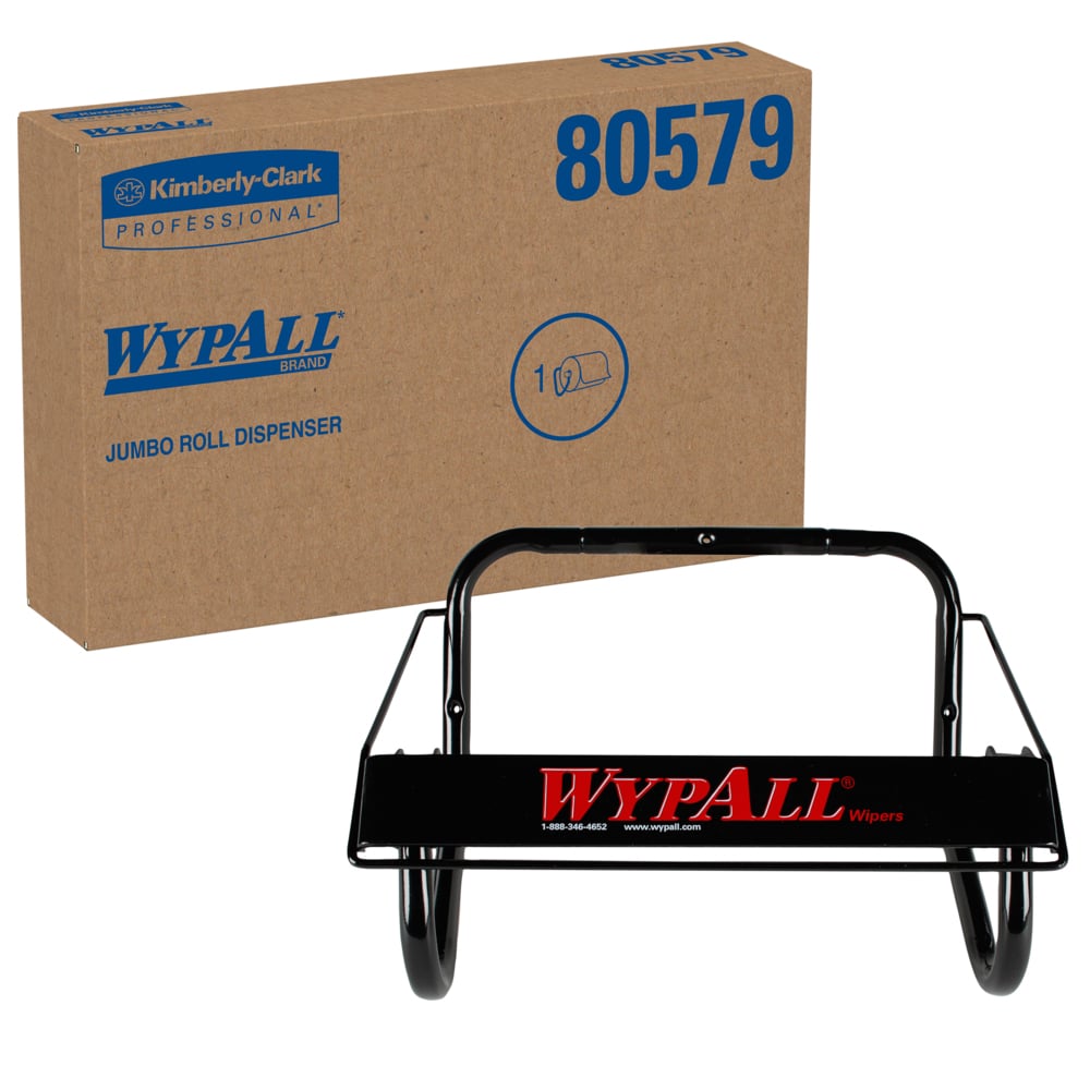 Wall Mounted Dispenser for WypAll® and Kimtech™ Wipes (80579), Black, Jumbo Roll, 16.8" x 10.8" x 8.8" (Qty 1) - 80579
