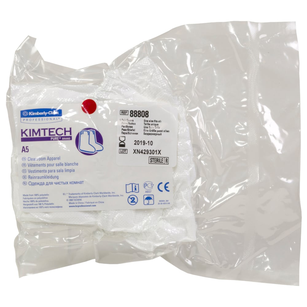 Kimtech™ A5 Sterile Cleanroom Boots (88808), Ties, White, Universal Boots, 100 Pairs / 200 Each / Case - 88808