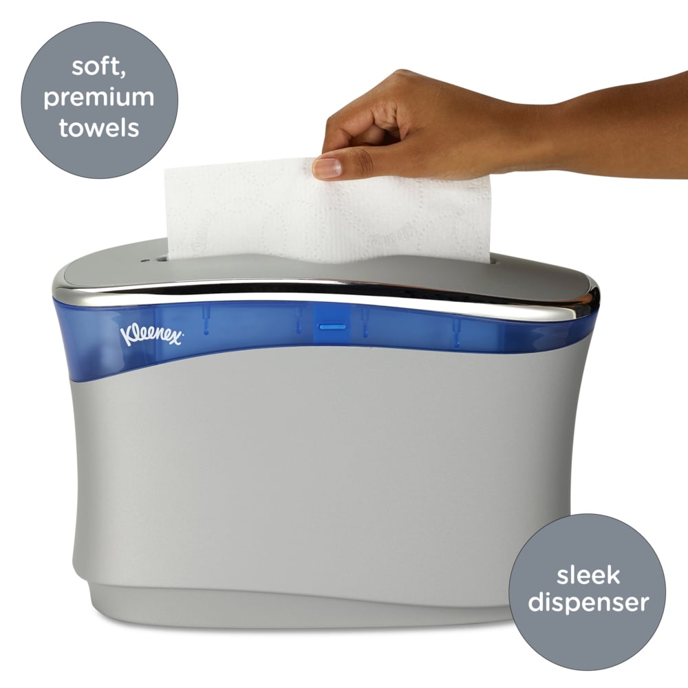 Kleenex® Reveal™ Countertop Folder Towel Dispenser (51904), Soft Grey, 13.3" x 9.0" x 5.2" (Qty 1) - 51904