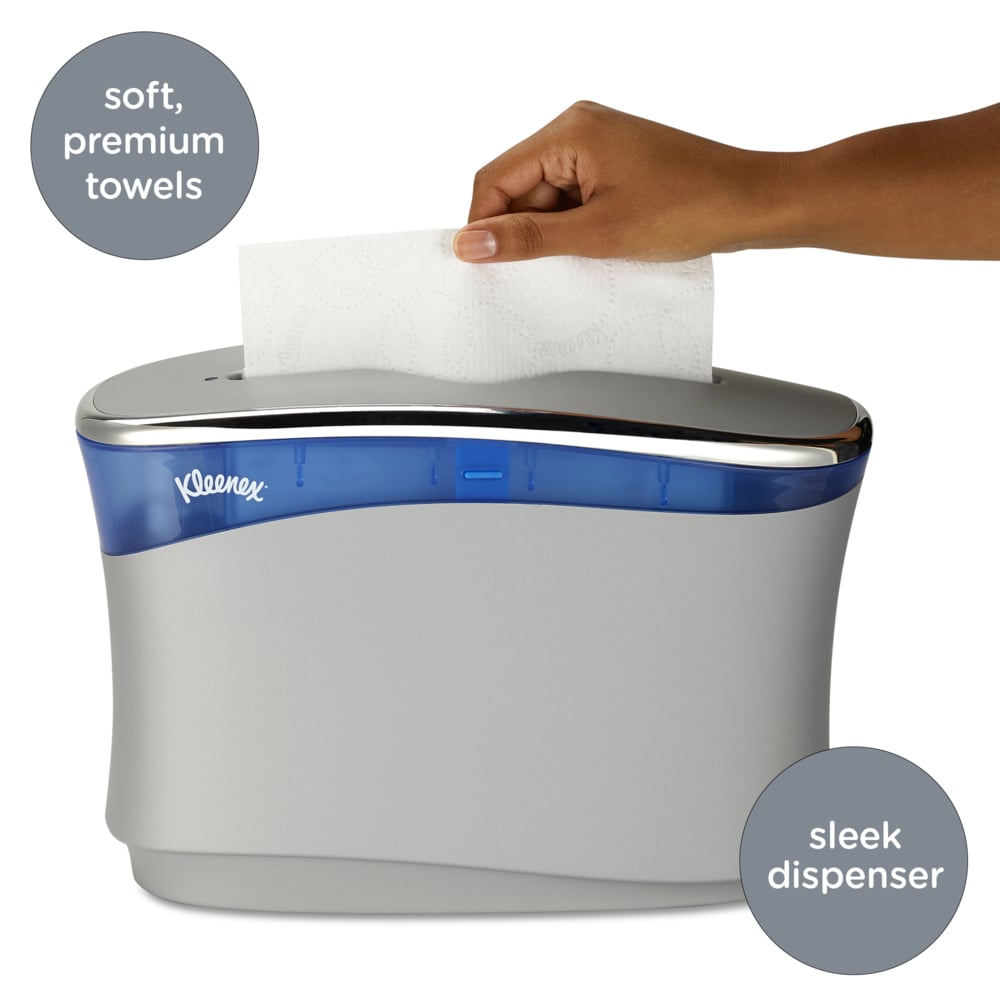 Kleenex® Reveal™ Countertop Folded Towel Dispenser (51904), Soft Grey, 13.3" x 9.0" x 5.2" (Qty 1) - 51904