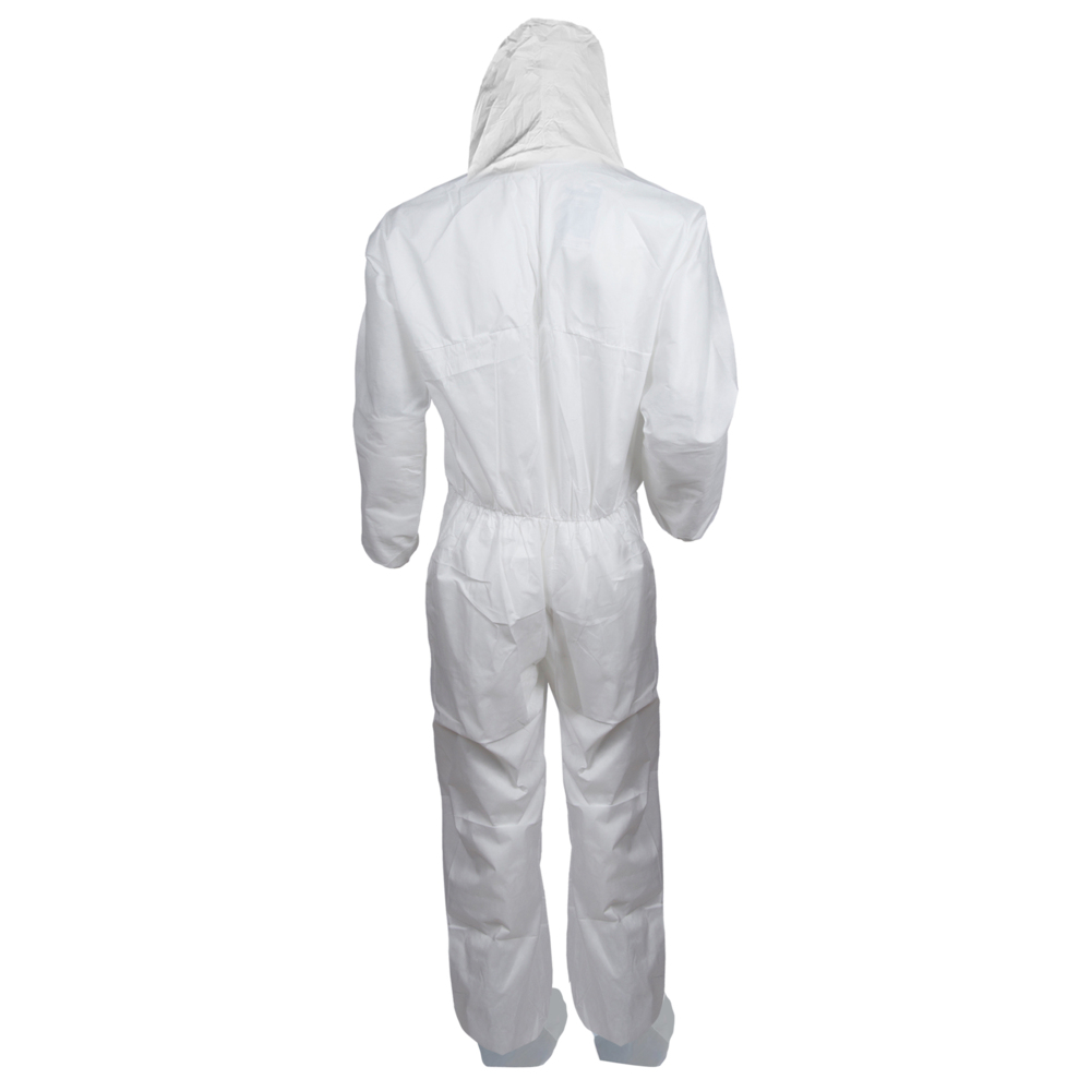 KleenGuard™ A30 Breathable Splash and Particle Protection Coveralls (48970), REFLEX Design, Hood, New Skid-Resistant Boots, Zip Front, Boots, Elastic Wrists, White, 8XL, 21 / Case - 48970