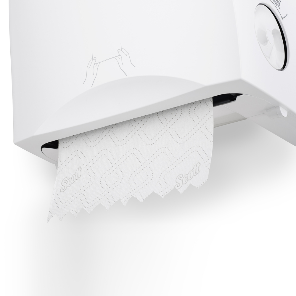 Scott® Essential™ Manual Hard Roll Towel Dispenser (46254), White, for Purple Core Scott® Roll Towels, 12.63" x 16.13" x 10.2" (Qty 1) - 46254