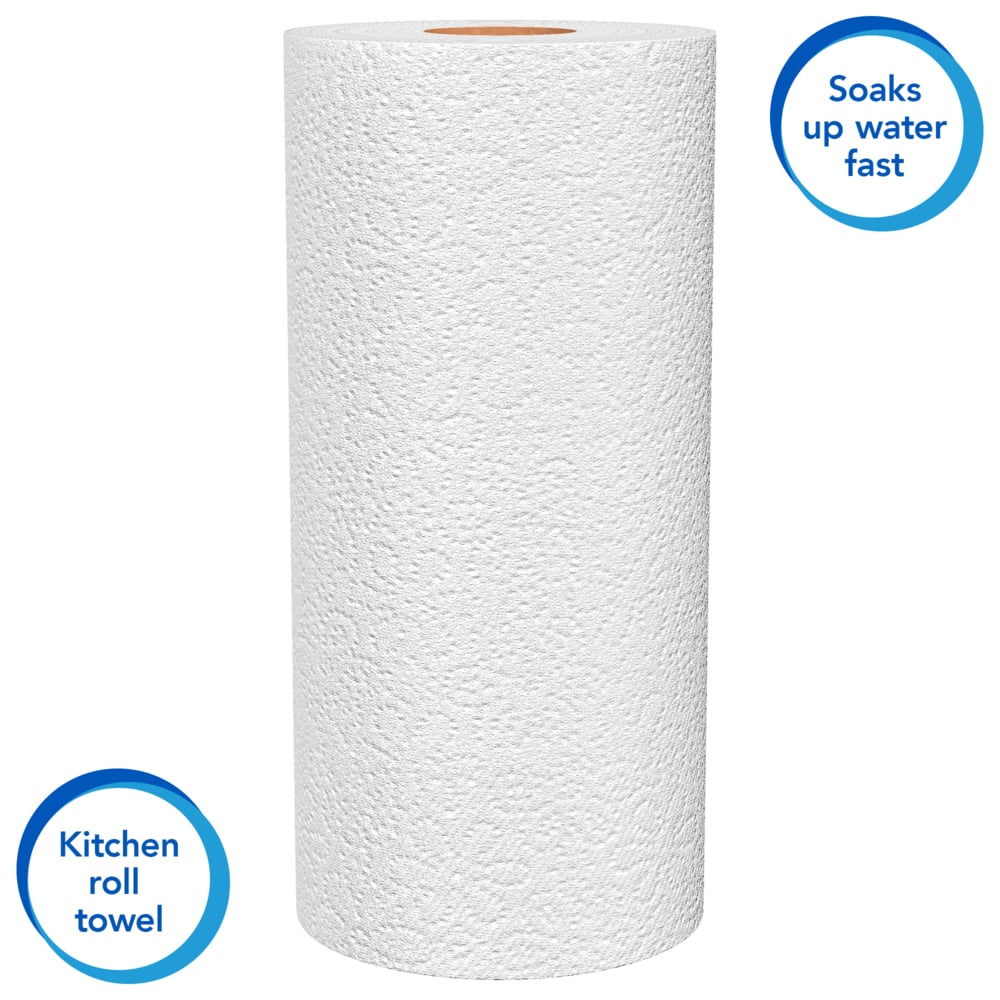 Scott® Professional Kitchen Paper Towels (53930), with Fast-Drying Absorbency Pockets™, White, Perforated MEGA Paper Towel Rolls, (20 Rolls/Case, 112 Sheets/Roll, 2,240 Sheets/Case) - 53930