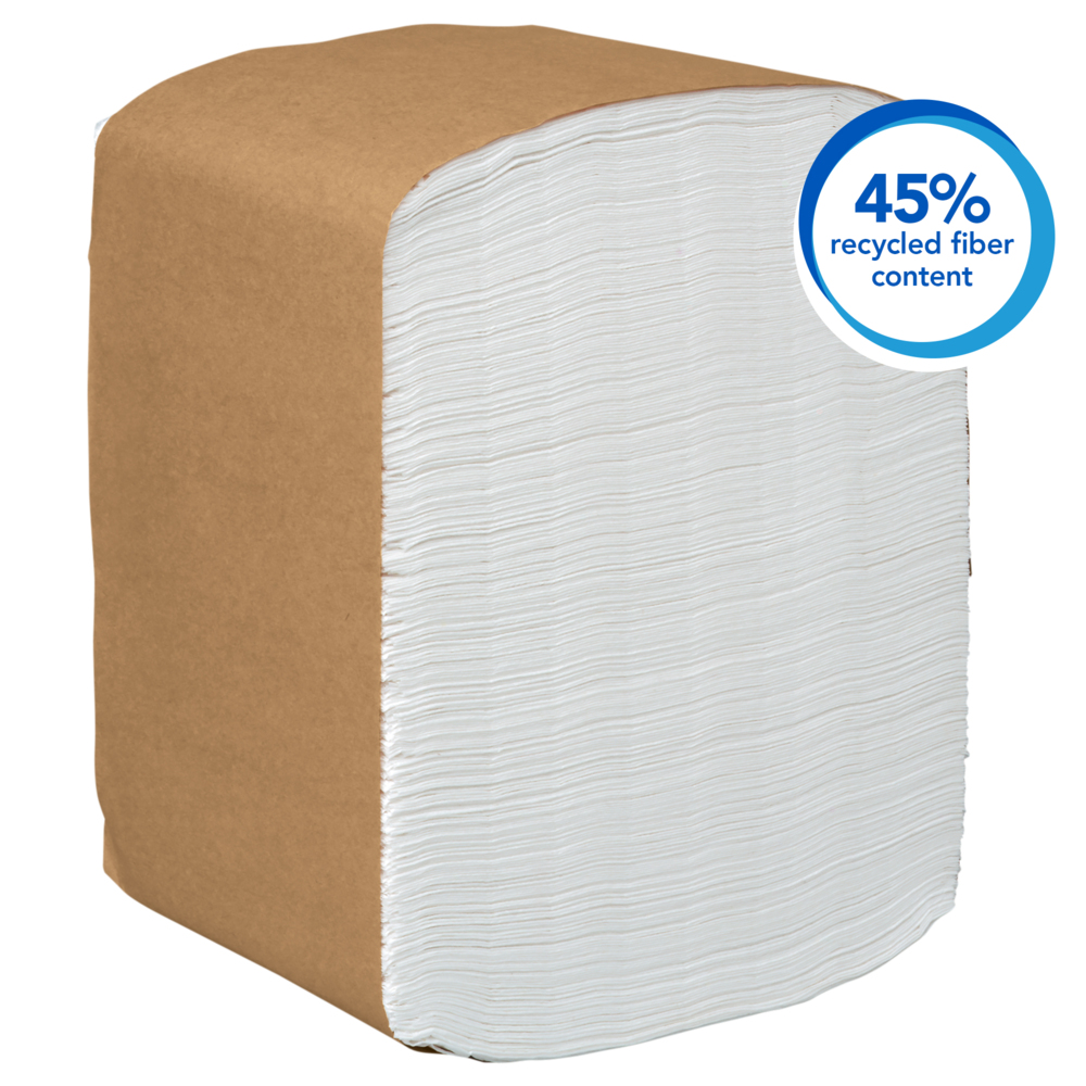 Scott® Dinner Paper Napkins (98730), Disposable, White, 1/8 Fold, 1-Ply, 12 x 17 (Unfolded), 15 Packs of 400 Beverage Napkins (6,000 / Case) - 98730