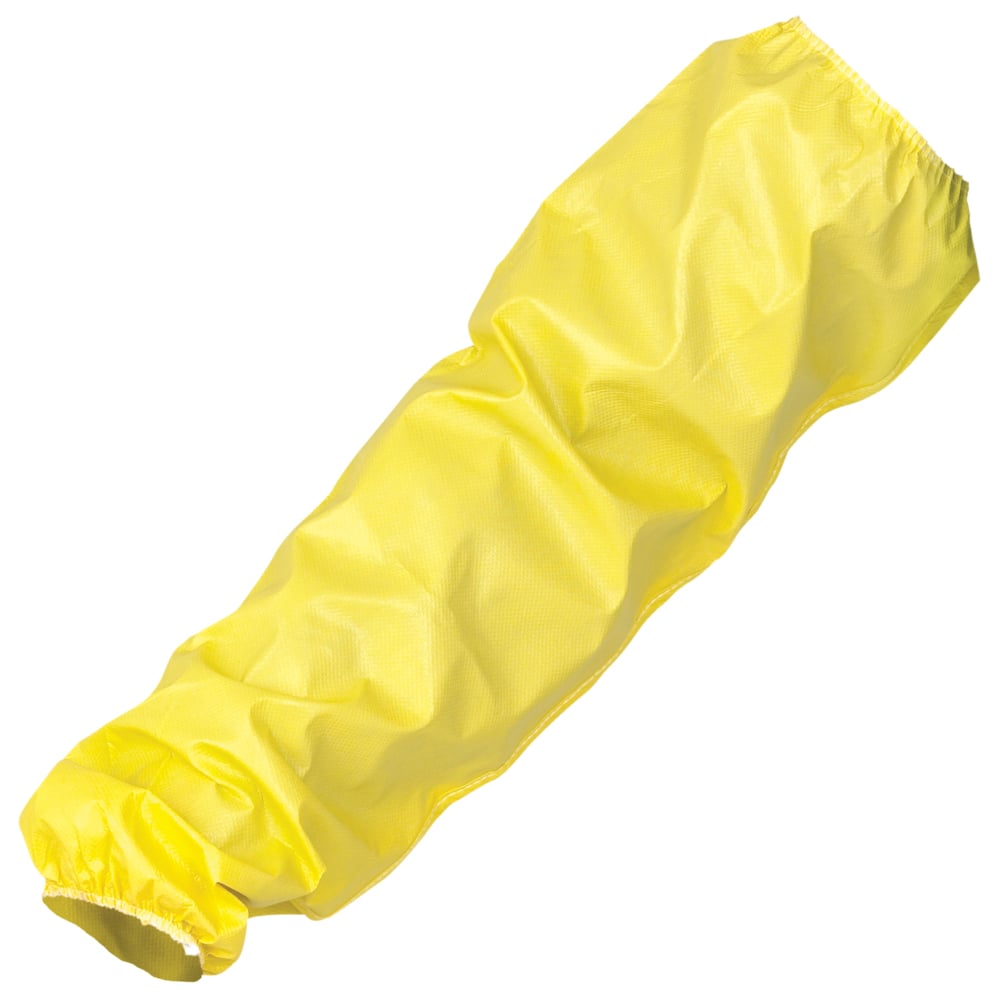 Protège-manches de protection contre les vaporisations de produits chimiques KleenGuard A70 (97780), coutures liées, bande élastique, 21 po de long, taille unique, jaune, 200/caisse - 97780