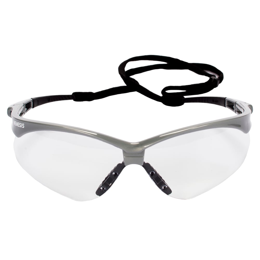 KleenGuard™ Nemesis™ Safety Glasses (47388), with Anti-Fog Coating, Clear Lenses, Silver Frame, Unisex for Men and Women (Qty 12) - 47388