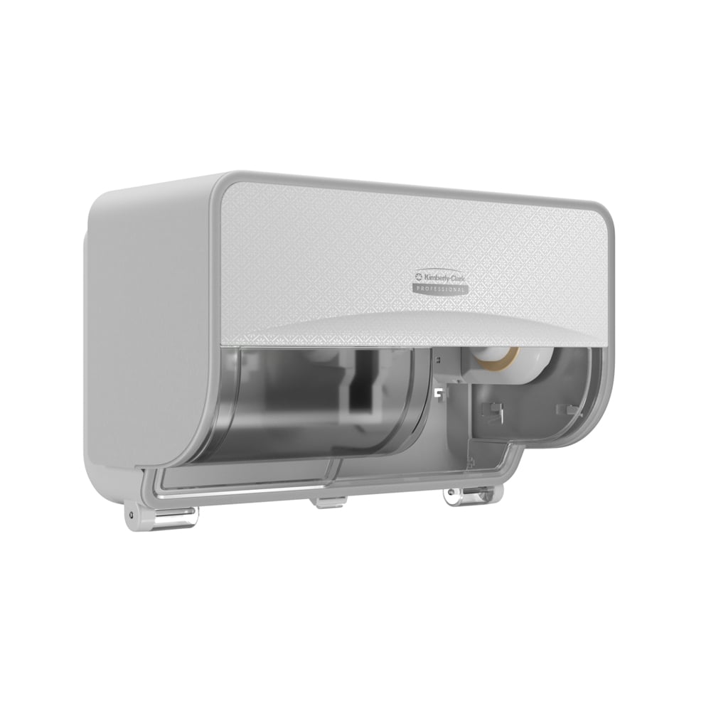 Kimberly-Clark Professional™ ICON™ Coreless Standard Roll Horizontal Toilet Paper Dispenser 2 Roll (58712), with White Mosaic Design Faceplate, 7.9" x 12.4" x 6.42" (Qty 1) - 58712