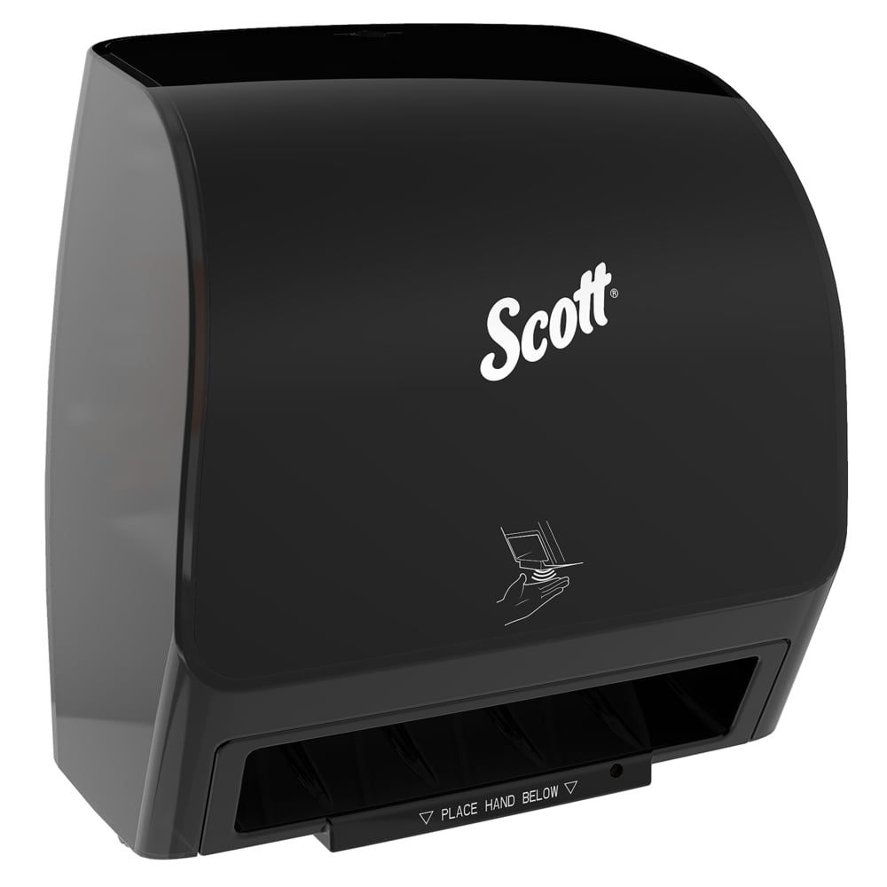 Distributrice automatique d’essuie-mains en rouleau Scott® Slimroll™ (47260), noire, compatible avec les essuie-mains Scott® Slimroll™ à mandrin rose (qté 1) - 47260