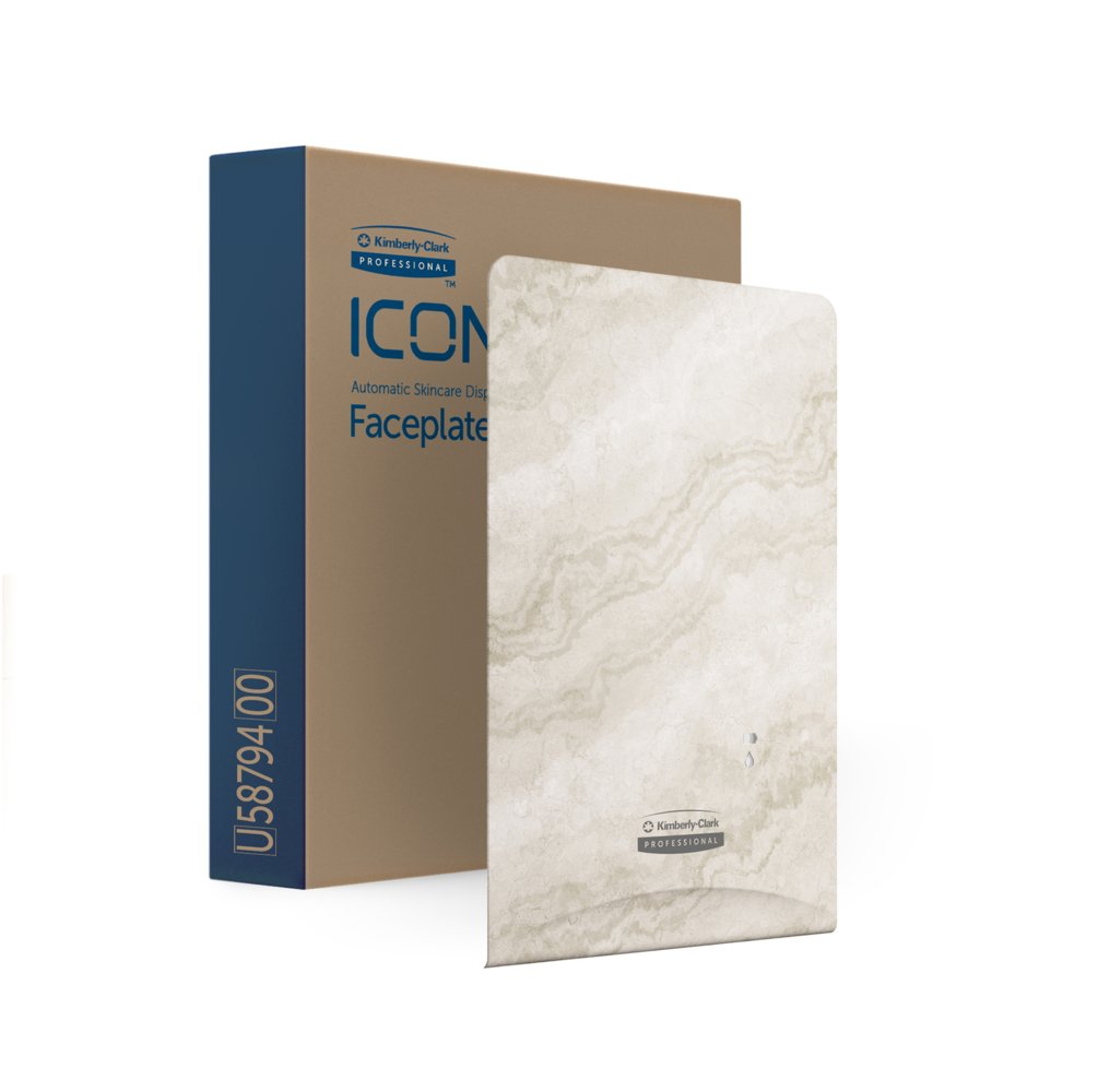 Plaque de revêtement ICON™ de Kimberly-Clark Professional (58794), au motif de marbre chaud, pour distributrice automatique de savon et de désinfectant; une plaque de revêtement par caisse - 58794