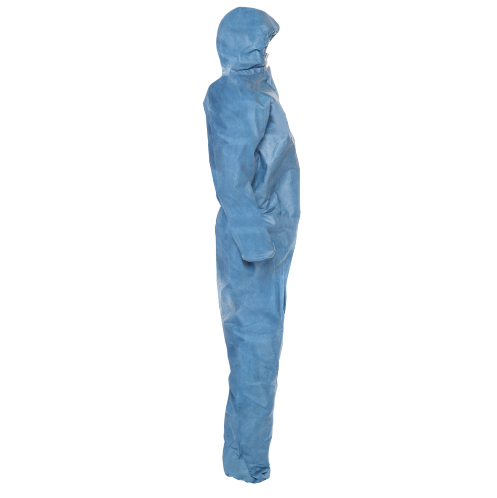 KleenGuard™ A65 Flame Resistant Coveralls (45323), Hood, Zip Front, Elastic Wrists & Ankles, ANSI Sizing, Anti-Static, Blue, Large, 25 / Case - 45323