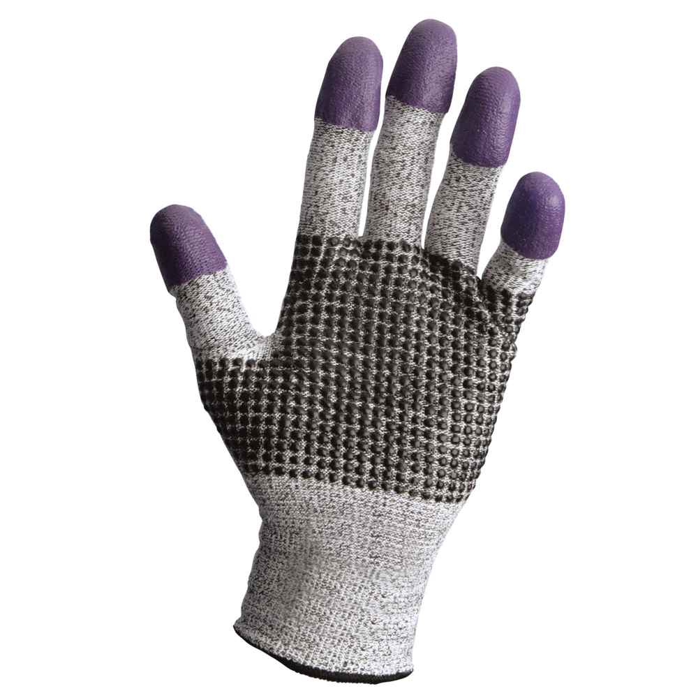 KleenGuard™ G60 Purple Nitrile Cut Resistant Gloves (97433), Size 10 (XL), Grey and Black with Purple Fingertips, Ambidextrous, 1 Pack, 24 Gloves - 97433