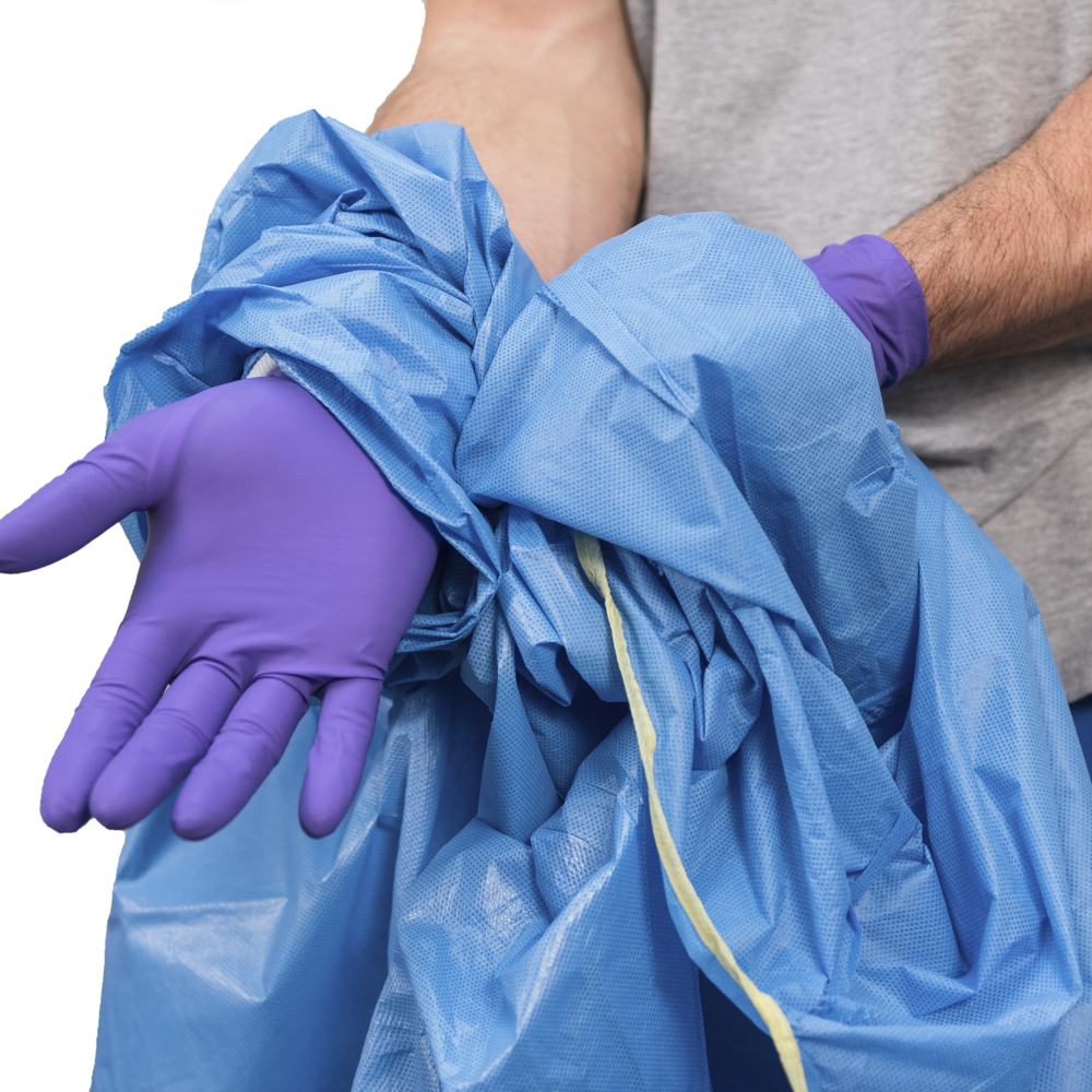 Kimtech A7 Certified Liquid Barrier Gown (47994), Splash Protection, Low Lint, Blue, 2XL, 100 / Case, 10 Bags, 10 Gowns / Bag - 47994