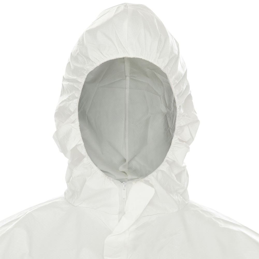 KleenGuard™ A40 Reflex™ Liquid & Particle Protection Coveralls (47996), Respirator Fit Hood, Storm Flap Zip Front, Elastic Waist, Wrists & Ankles with Thumb Loops, White, Large, 25  - 47996