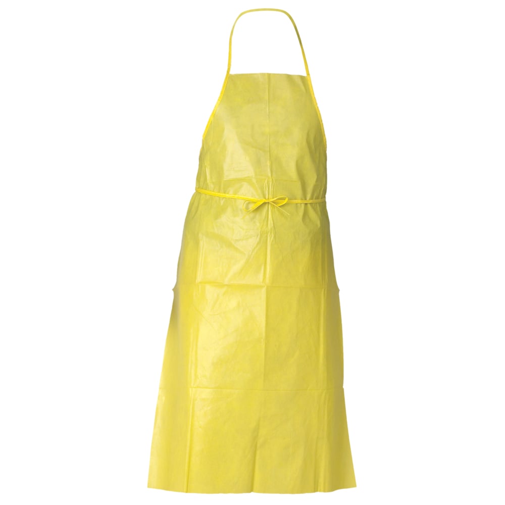 KleenGuard™ A70 Chemical Spray Protection Aprons (97790), Bound Seams, Neck & Ties, One Size, Yellow, 100 / Case - 97790