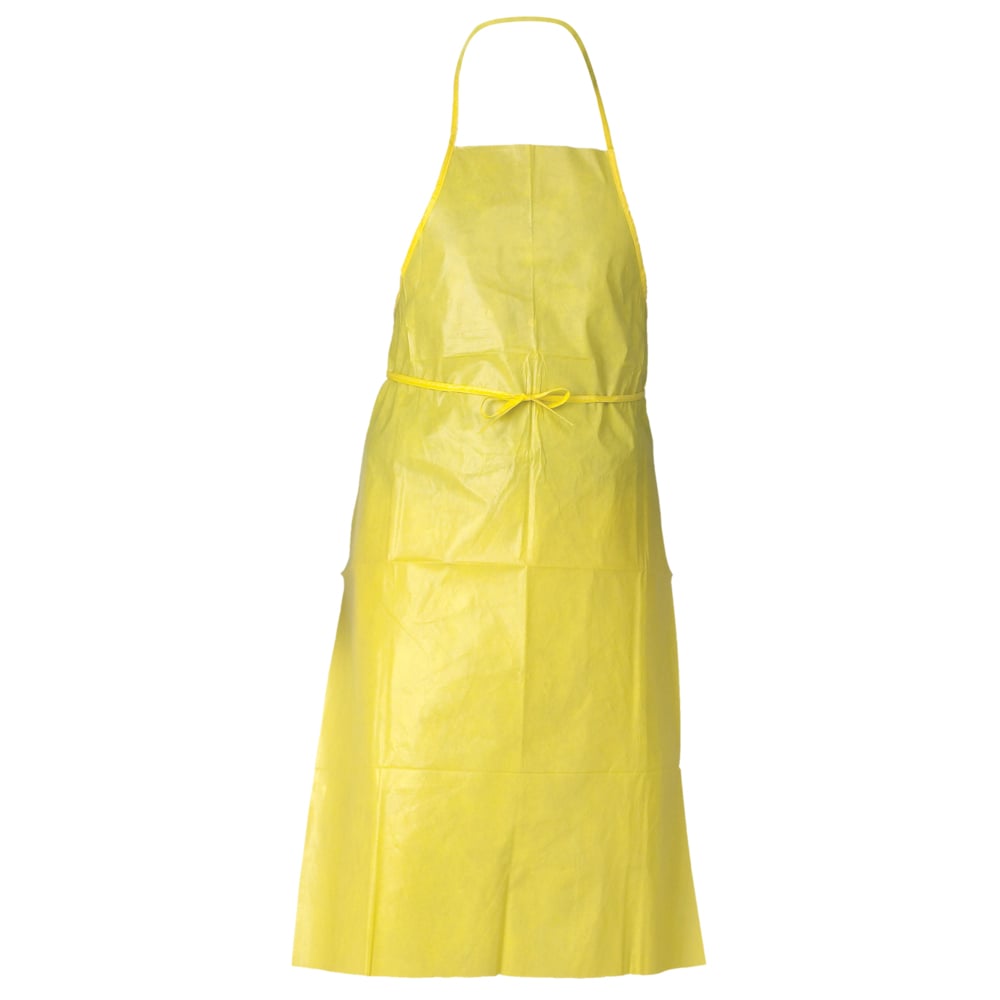 KleenGuard™ A70 Chemical Spray Protection Aprons (97790), Bound Seams, Neck & Ties, One Size, Yellow, 100 / Case