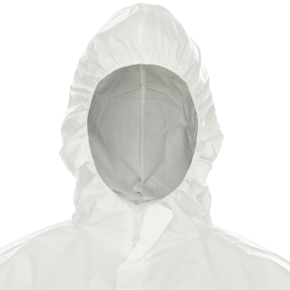 KleenGuard™ A40 Reflex™ Liquid & Particle Protection Coveralls (47995), Respirator Fit Hood, Storm Flap Zip Front, Elastic Waist, Wrists & Ankles with Thumb Loops, White, Medium, 25 Garments/Case - 47995