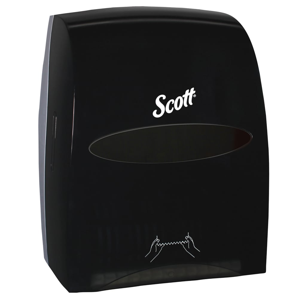 Distributrice manuelle d’essuie-mains en rouleau Scott® Essential™ (46253), noire, pour les essuie-mains en rouleau Scott® avec mandrin violet, 32,08 cm x 40,97 cm x 25,91 cm (12,63 po x 16,13 po x 10,2 po) (qté 1) - 46253