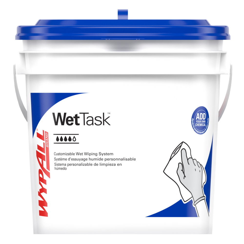 WypAll® WetTask™ Customizable Wet Wiping System Bucket (51677), Standard Size Buckets with Lids, White (4 Buckets/Case) - 51677