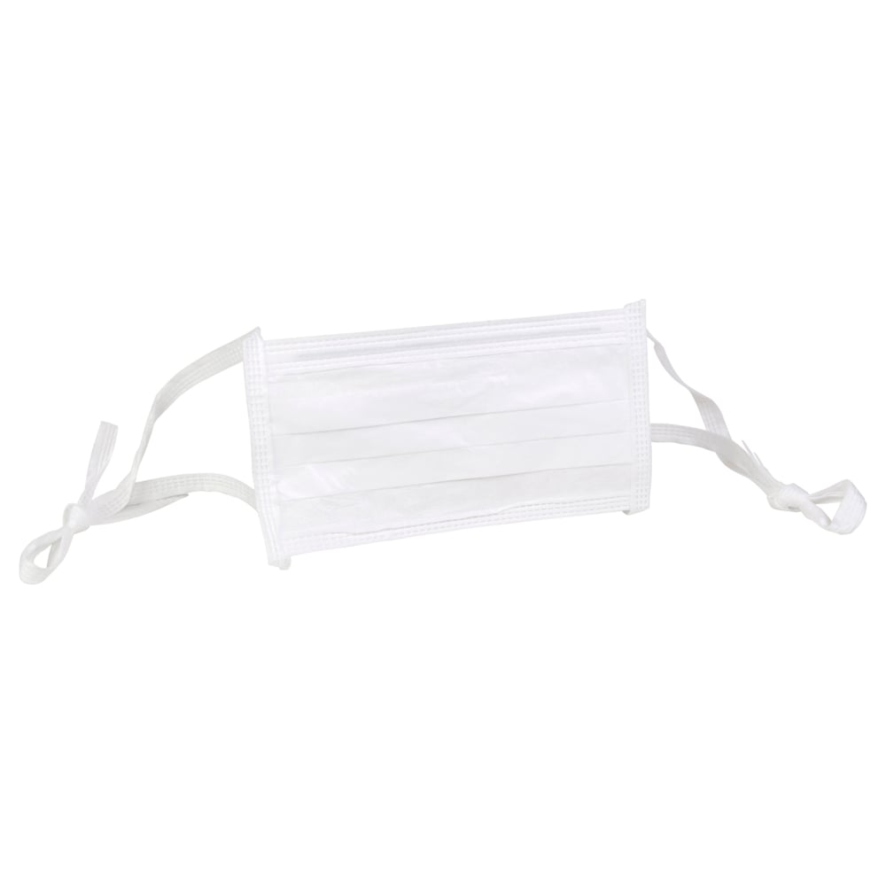 Kimtech™ M3 Sterile Face Masks (62467), Pleat-Style, Soft Ties, 7”, Double Bag, White, One Size, 200 Masks / Case, 20 / Bag, 10 Bags - 62467