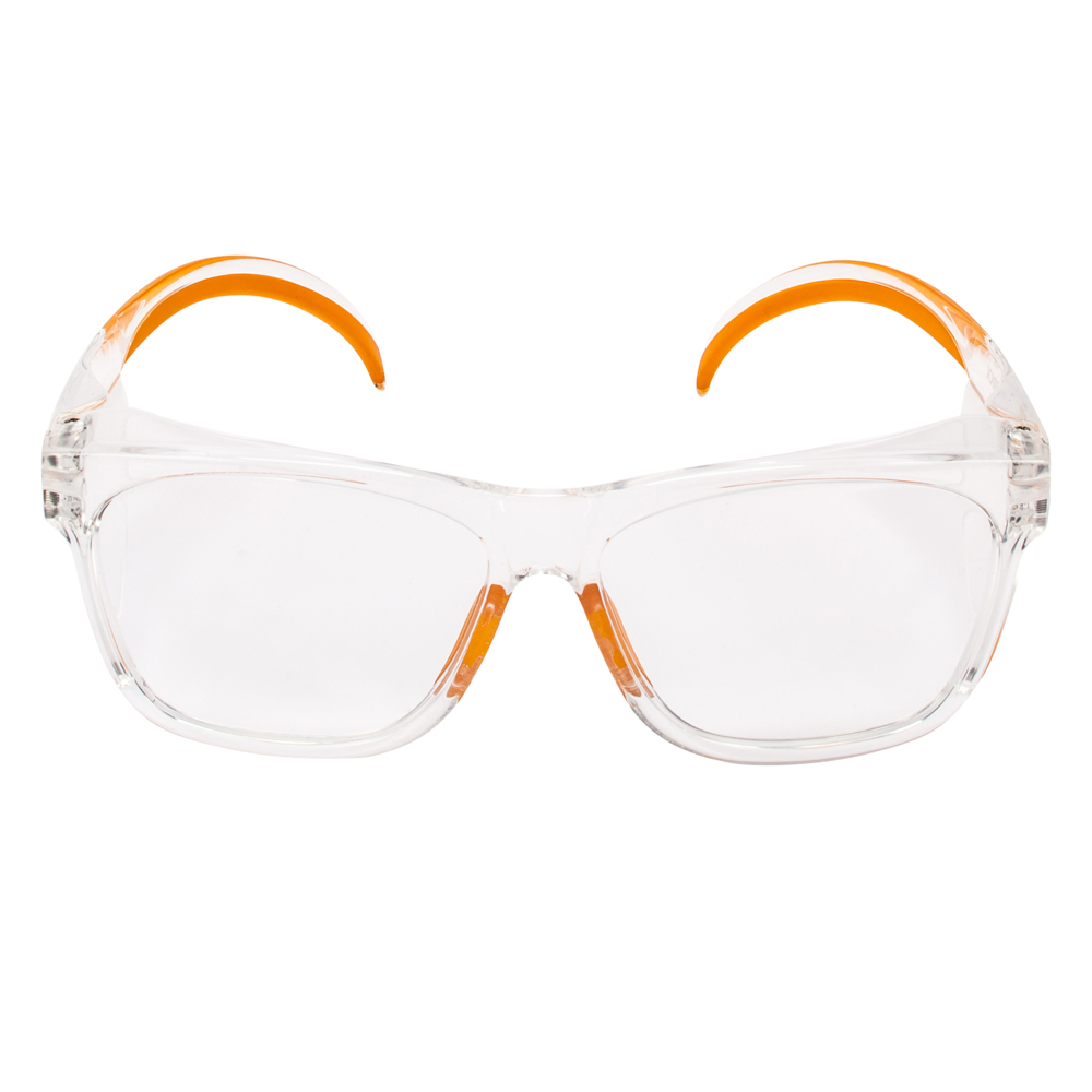 Protection des yeux KleenGuard™ V30 Maverick (49301), avec revêtement antibuée KleenVision™, verres transparents, monture transparente avec embouts orange (qté 12) - 49301