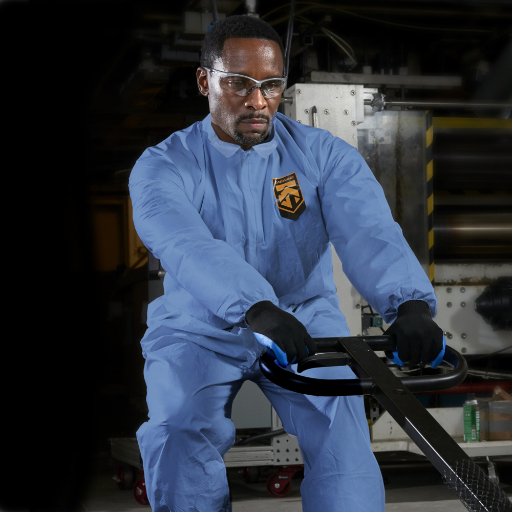 KleenGuard™ A20 Breathable Particle Protection Coveralls (58507), Zipper Front, Elastic Back, Wrists & Ankles, Blue, Reflex Design, 4XL (Qty 20) - 58507