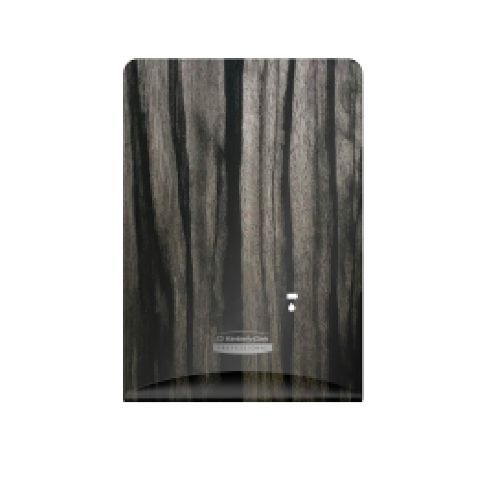 Plaque de revêtement ICON™ de Kimberly-Clark Professional (58834), au motif de grain de bois d’ébène, pour distributrice automatique de savon et de désinfectant; une plaque de revêtement par caisse - 58834