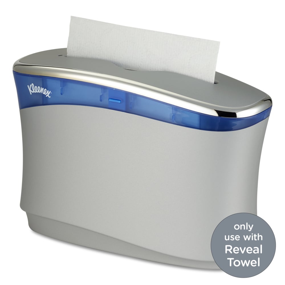 Kleenex® Reveal™ Countertop Folded Towel Dispenser (51904), Soft Grey, 13.3" x 9.0" x 5.2" (Qty 1) - 51904