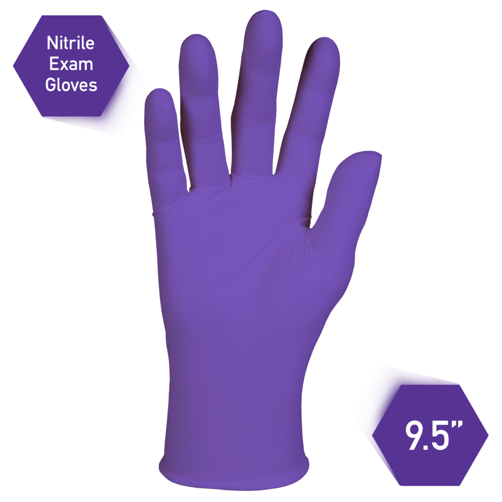Kimberly-Clark Purple Nitrile™  Single Sterile Exam Gloves (52103), 5.9 Mil, AQL 1.0, Ambidextrous, 9.5”, Large, 100 Singles / Box, 4 Boxes / Case, 400 Gloves / Case - 52103