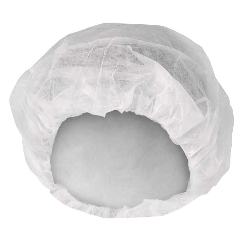 KleenGuard™ A20 Breathable Particle Protection Bouffant Caps (66829), Cleanroom Packaging, Serged Seams, Elastic Opening, 24”, One Size, White, 500 / Case, 5 Bags of 100 - 66829