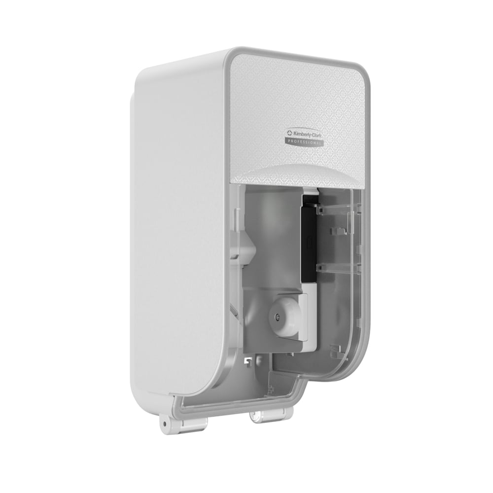 Kimberly-Clark Professional™ ICON™ Coreless Standard Roll Vertical Toilet Paper Dispenser 2 Roll (58711), with White Mosaic Design Faceplate, 12.95" x 6.5" x 6.35" (Qty 1) - 58711