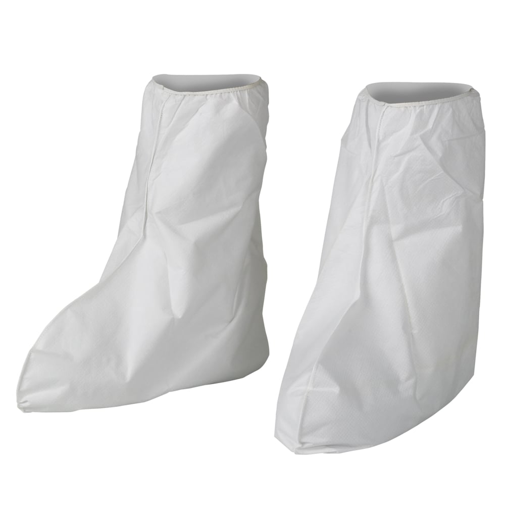 Couvre-bottes de protection contre les liquides et les particules Kleenguard A40 (44491), 17 po de haut, semelle en PVC, blancs, taille universelle, 400/caisse - 44491