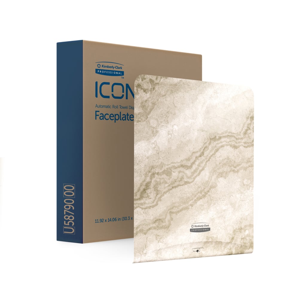 Plaque de revêtement ICON™ de Kimberly-Clark Professional (58790), au motif de marbre chaud, pour distributrice automatique d’essuie-mains; une plaque de revêtement par caisse - 58790
