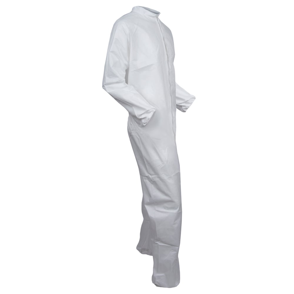 KleenGuard™ A30 Breathable Splash & Particle Protection Coveralls (46002), Zipper Front with Elastic Back, White, Reflex Design, Medium (Qty 25) - 46002