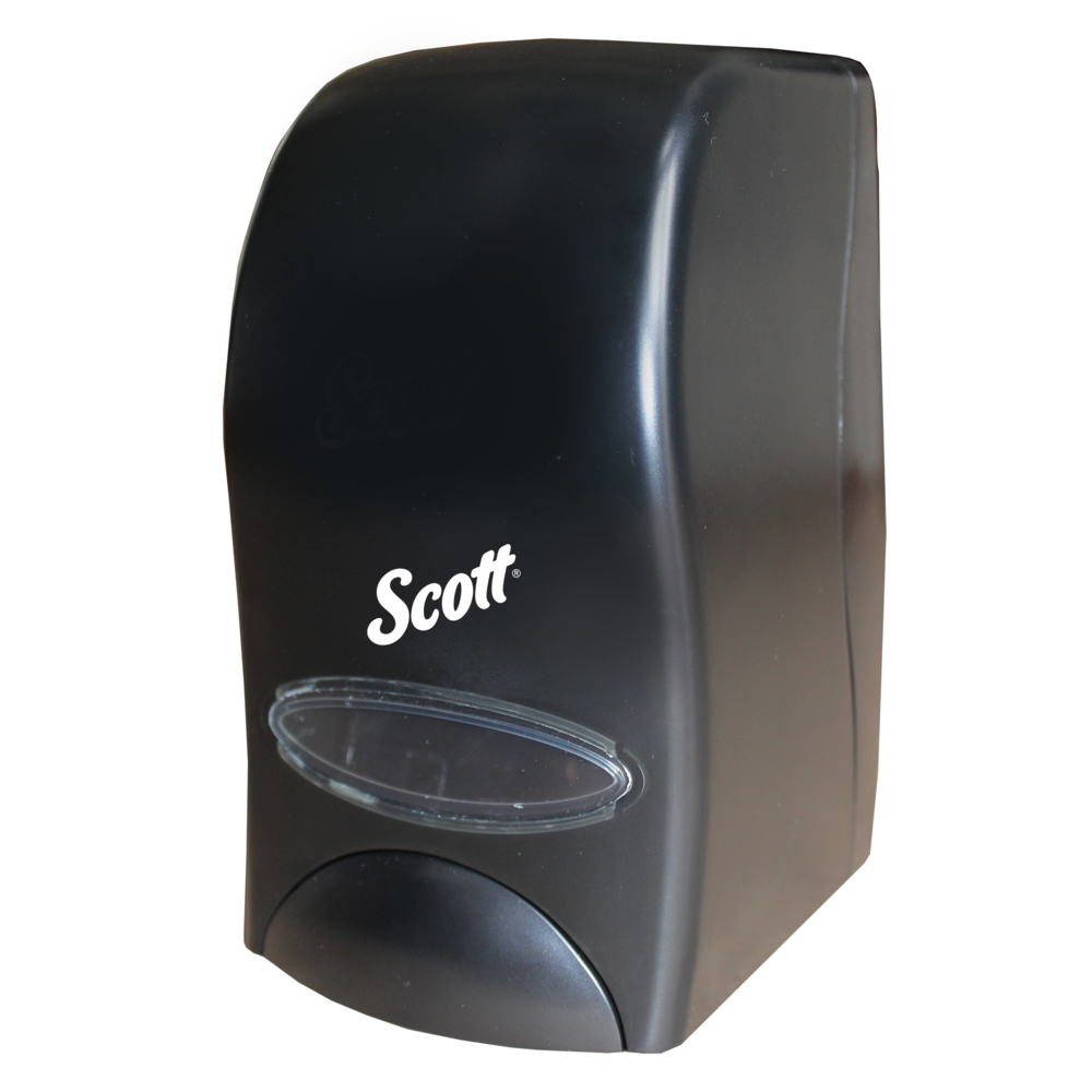 Distributrice manuelle de savon à mains Scott® Essential™ (92145), noire, 12,32 cm x 21,23 cm x 13,79 cm (4,85 po x 8,36 po x 5,43 po) (qté 1) - 92145